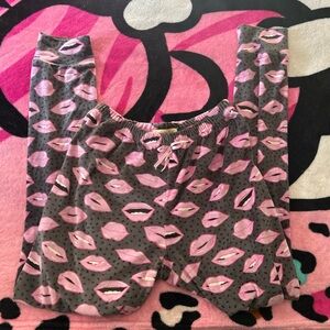 Charlotte Russe Gray and Pink Lips Pajama Pants